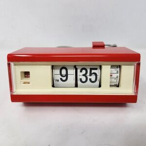 Vintage Copal 227 Red Flip Clock Alarm Japan Mid Century Modern READ